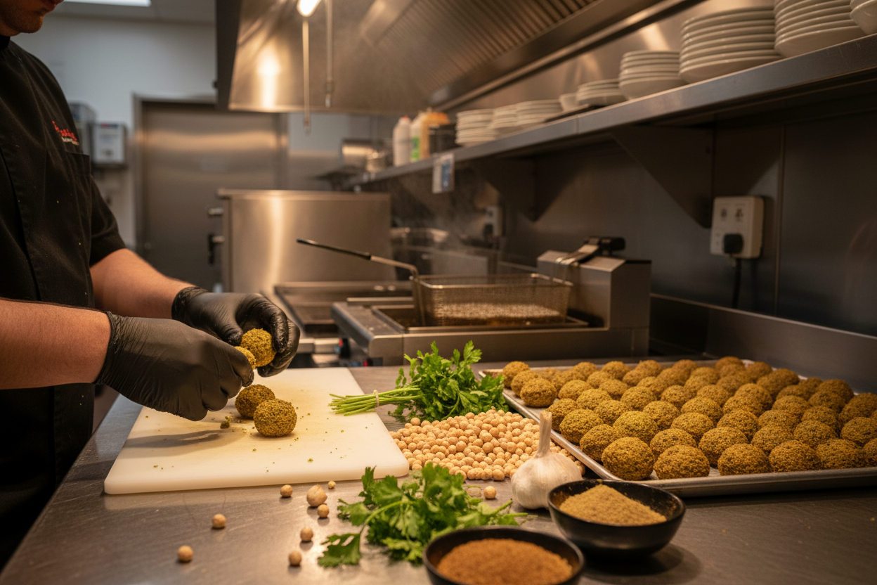 resaurant falafel prep
